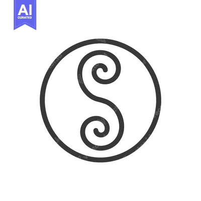 Premium design asset: A Black Line Drawing of a Double Spiral Inside a Circle