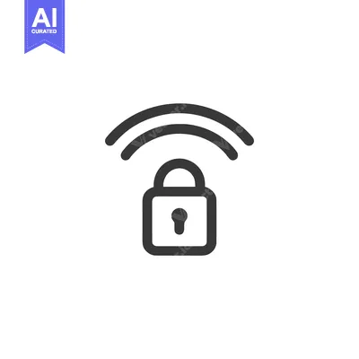 Smart Lock Icon: Wireless Security Symbol with Bold Lines on White
