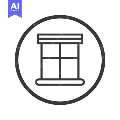 Minimalist Window Icon in Circle, Modern Design, Black and White