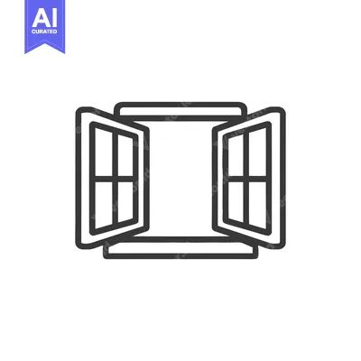 Aset desain premium: Open Window Outline Icon: Airy, Minimalist Design for Freshness and Ne