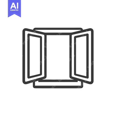 Open Window Icon: Minimalist Design, Dark Outline, White Background