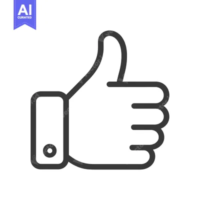 Aset desain premium: A black line drawing of a hand giving a thumbs-up gesture.