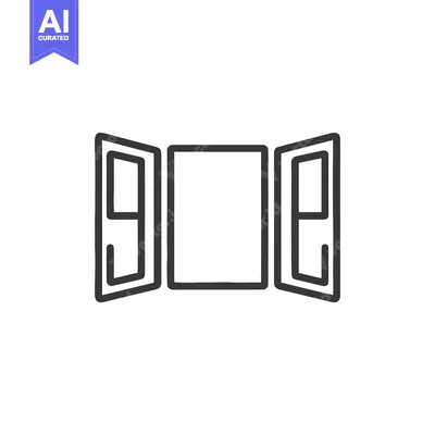 Minimalist Window Icon: Open Casement with Clean Lines and Modern Desi