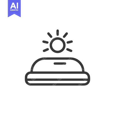 Minimalist Sun Rising Over Bed Icon, Sleep and Wake Up Symbol