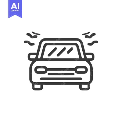 Car Icon with Exhaust Fumes, Front View, Minimalist Style