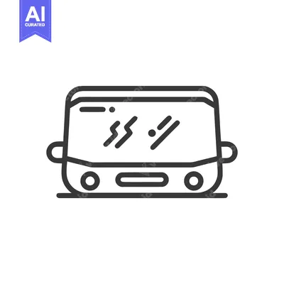 Minimalist Toaster Icon with Reflection, Kitchen Appliance Outline