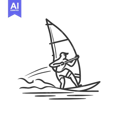 Windsurfer riding a wave on a surfboard with a sail
