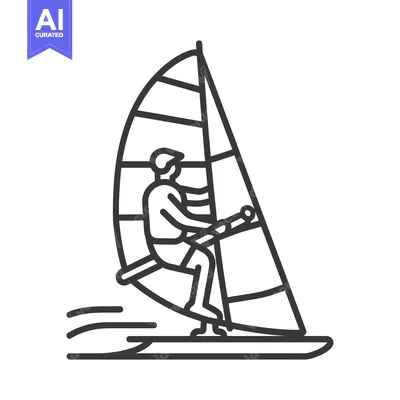 Windsurfer riding a wave with a sail