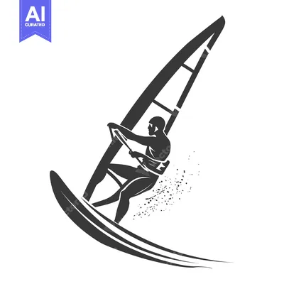 Windsurfer riding a wave with a sailboard