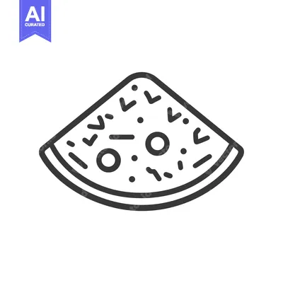 A Black Line Drawing of a Watermelon Slice