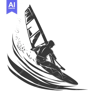 Windsurfing Silhouette of a Person on a Wave
