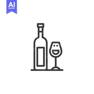 Minimalist Wine Bottle and Smiling Glass Icon Design