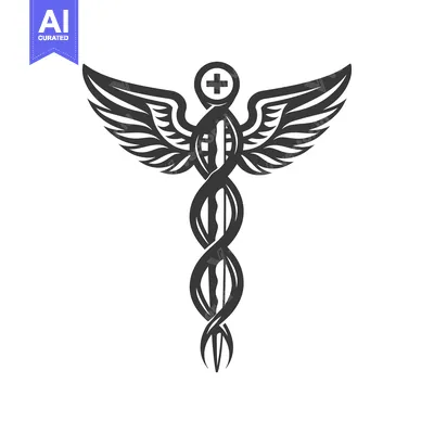 Winged Caduceus Medical Symbol with a Cross