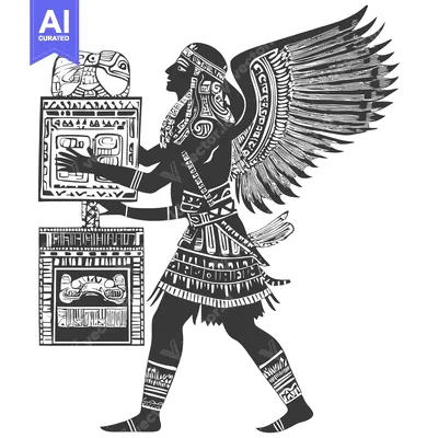 Winged Figure Carrying a Sacred Object