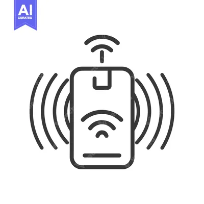 Wireless charging phone icon with signal waves