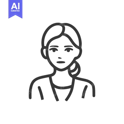 Aset premium populer: Minimalist Line Art Portrait of a Young Woman with Ponytail