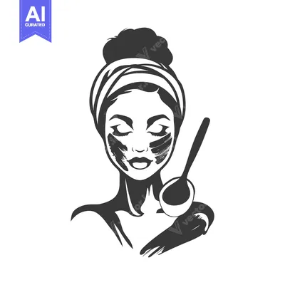 Woman Applying Facial Mask with a Spoon