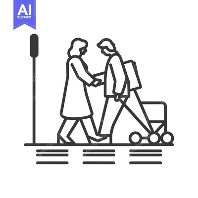 Woman Assisting Man with a Walker on a Crosswalk