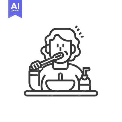 Woman Brushing Teeth in Bathroom with Toothpaste and Sink