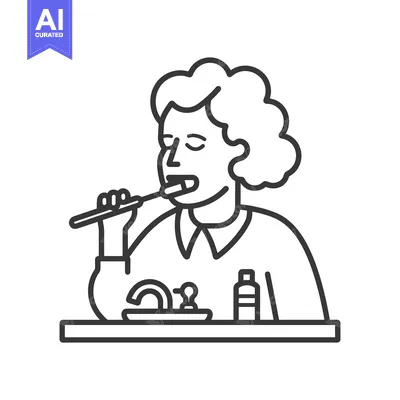 Woman Brushing Teeth in Bathroom with Toothpaste and Sink