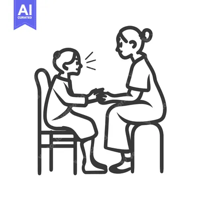 Woman comforting a seated girl by holding her hand