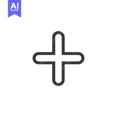 A Black Plus Sign Icon Isolated on White Background
