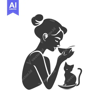 Woman Drinking Tea With a Cat Beside Her