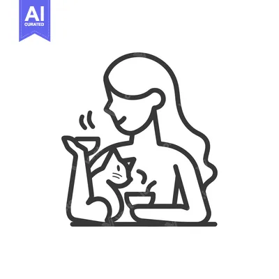 Woman Drinking Tea With Cat Beside Her
