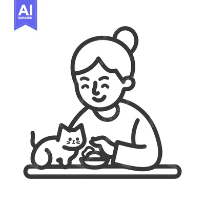 Popular premium asset: Woman Feeding a Cat at a Table
