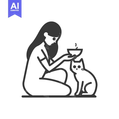 Woman Feeding a Cat with a Bowl of Food