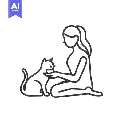Woman Feeding Cat from a Bowl