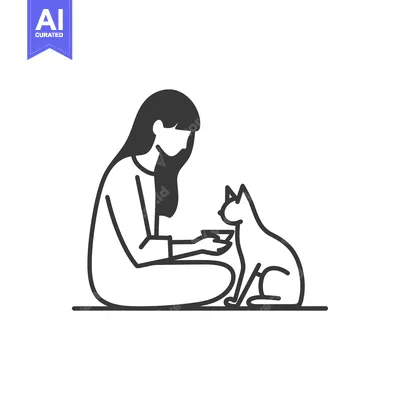 Woman Feeding Pet Cat from Bowl