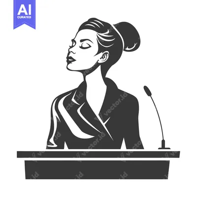Woman giving a speech behind a podium with a microphone