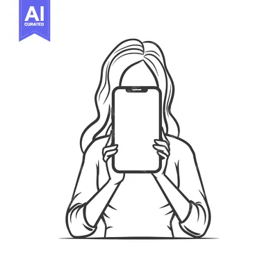 Woman Hiding Behind A Smartphone