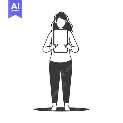 Woman Holding a Blank Tablet in Front of Her
