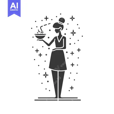Woman holding a bowl of steaming liquid with stars around her