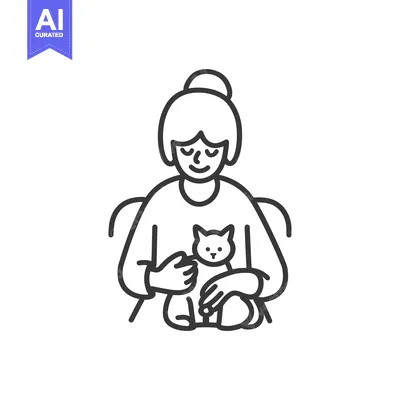 Woman Holding a Cat on Her Lap