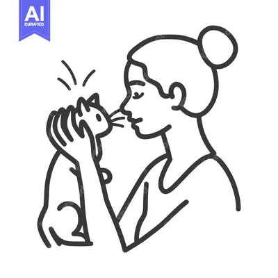 Popular premium asset: Woman Holding and Kissing a Cat