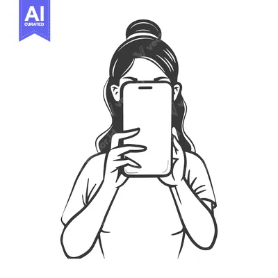 Woman Holding Smartphone Covering Face