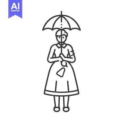 Woman Holding Umbrella with Hands Clasped in Prayer