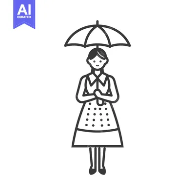 Woman Holding Umbrella With Polka Dot Dress