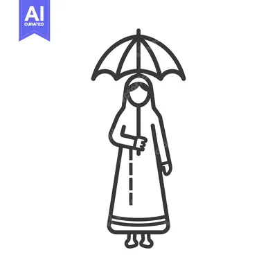 Aset premium populer: Woman in Abaya Holding an Umbrella