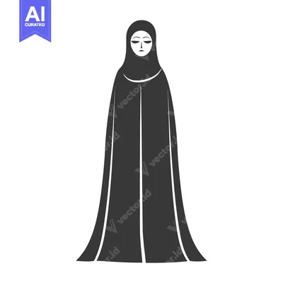 Woman in a Black Abaya with a Headscarf