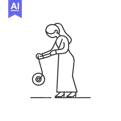 Woman in a Dress Holding a Spool of Thread