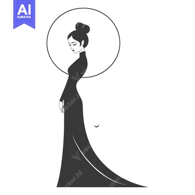 Woman in a Dress Standing with a Circular Halo Behind Her