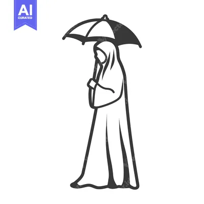 Woman in a Hijab Holding an Umbrella