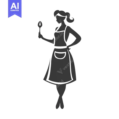 Woman in Apron Holding a Spoon