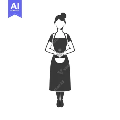 Woman in Apron Holding Bowl with Whisk