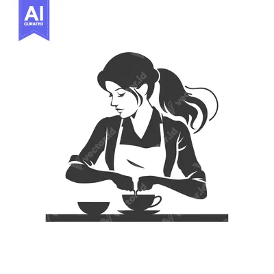 Woman in Apron Preparing a Cup of Coffee or Tea