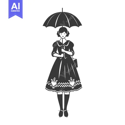 Woman in a Traditional Dress Holding an Umbrella